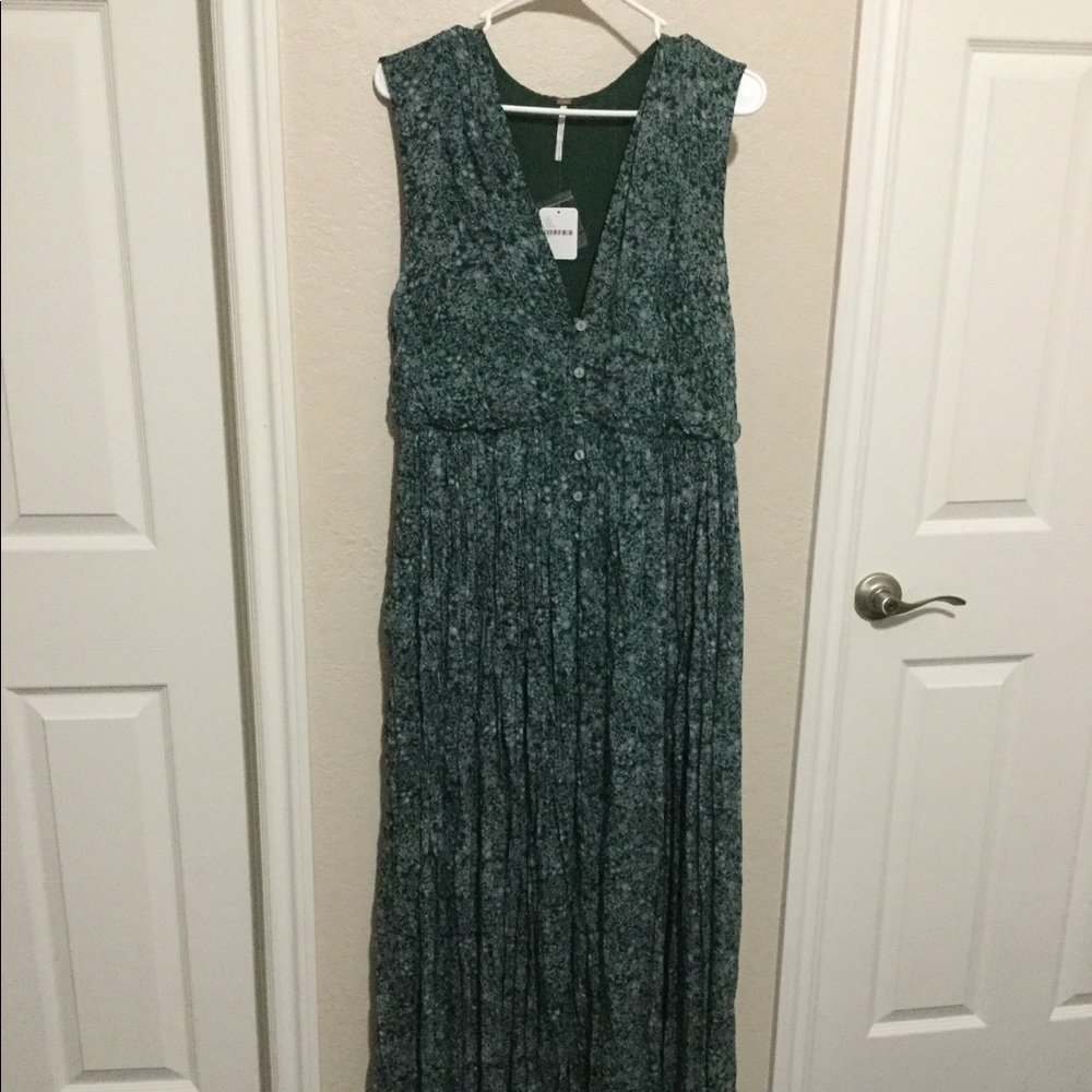 Free People Teal Green Printed Maxi Dress